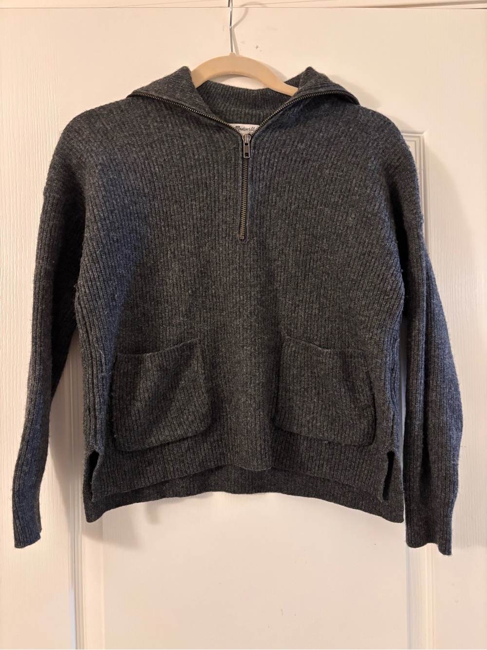 Madewell Glenbrook Half Zip Wool Blend Sweater gray women’s small - Picture 1 of 7